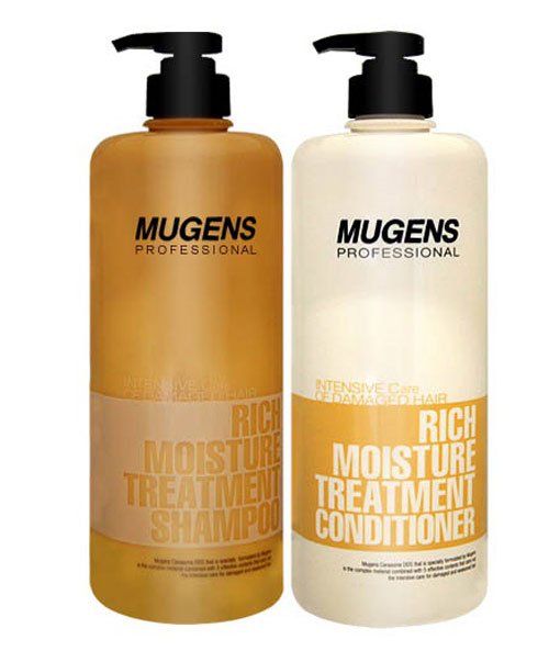 Combo gội xả Welcos Mugens Professional Rich Moisture Treatment – 1000ml,chính hãng phục hồi hư tổn cho tóc