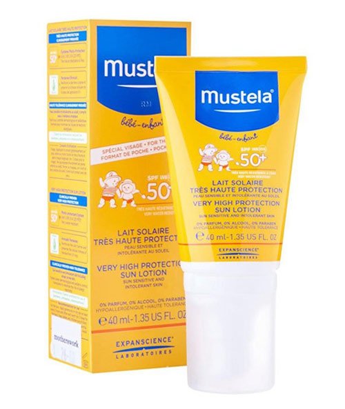 Kem chống nắng Mustela Very High Protection Sun Lotion SPF50+ 40ml, chính hãng