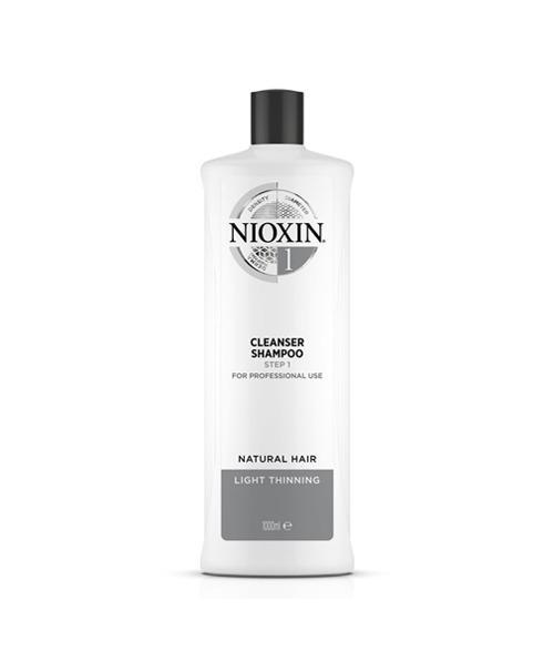 Dầu gội Nioxin 1 -1000ml, làm sạch, ngăn ngừa rụng tóc dành cho tóc tự nhiên và có dấu hiệu thưa rụng nhẹ.